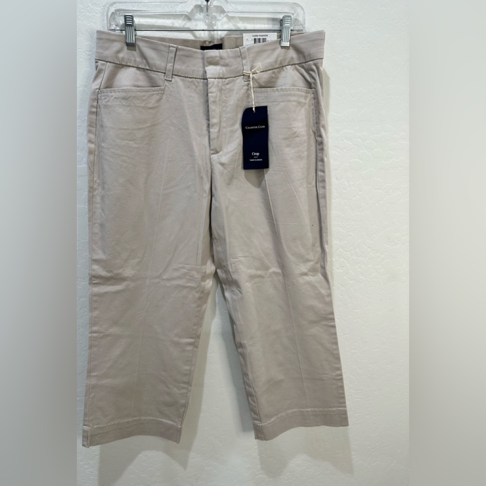 Charter Club Lexington Tummy Slimming Crop Pants Sand Beige Size‎ 10 NEW